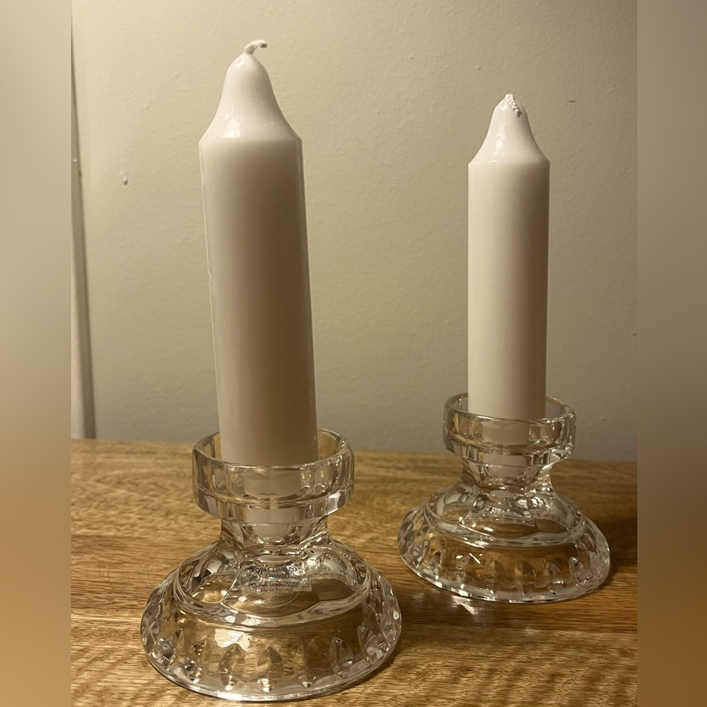 Set of two glass candle holders - made in Poland